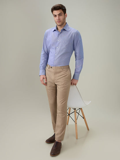 Raymond Men Blue Structure Slim Fit Cotton Full Sleeve Formal Shirt