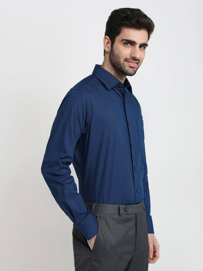 Raymond Men Blue Structure Slim Fit Cotton Full Sleeve Formal Shirt