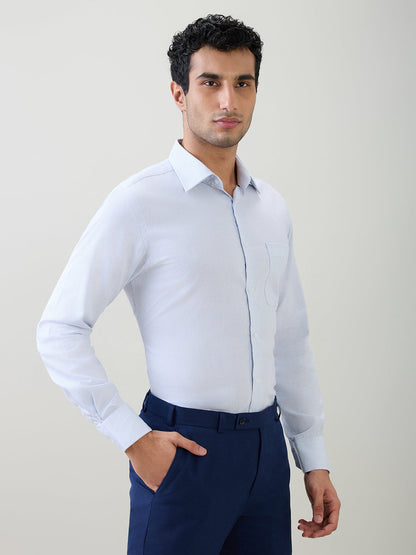 Raymond Men Blue Structure Slim Fit Cotton Full Sleeve Formal Shirt