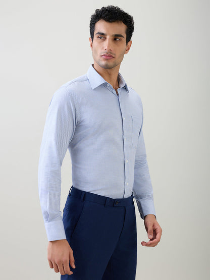 Raymond Men Blue Structure Slim Fit Cotton Full Sleeve Formal Shirt