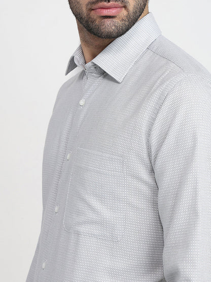 Raymond Men Grey Structure Slim Fit Cotton Full Sleeve Formal Shirt