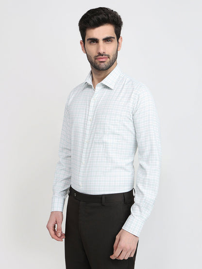 Raymond Men Green Checks Slim Fit Bamboo Blend Full Sleeve Formal Shirt