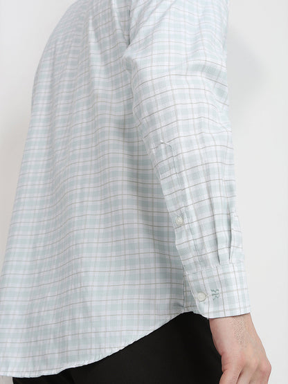 Raymond Men Green Checks Slim Fit Bamboo Blend Full Sleeve Formal Shirt