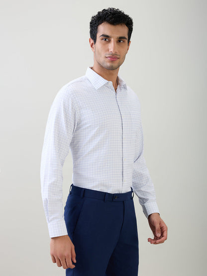 Raymond Men Purple Checks Slim Fit Bamboo Blend Full Sleeve Formal Shirt