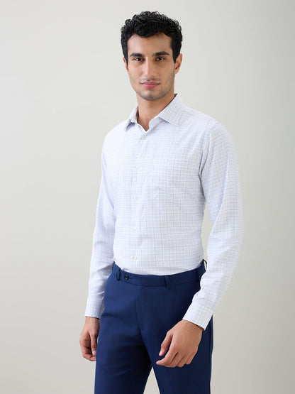 Raymond Men Purple Checks Slim Fit Bamboo Blend Full Sleeve Formal Shirt