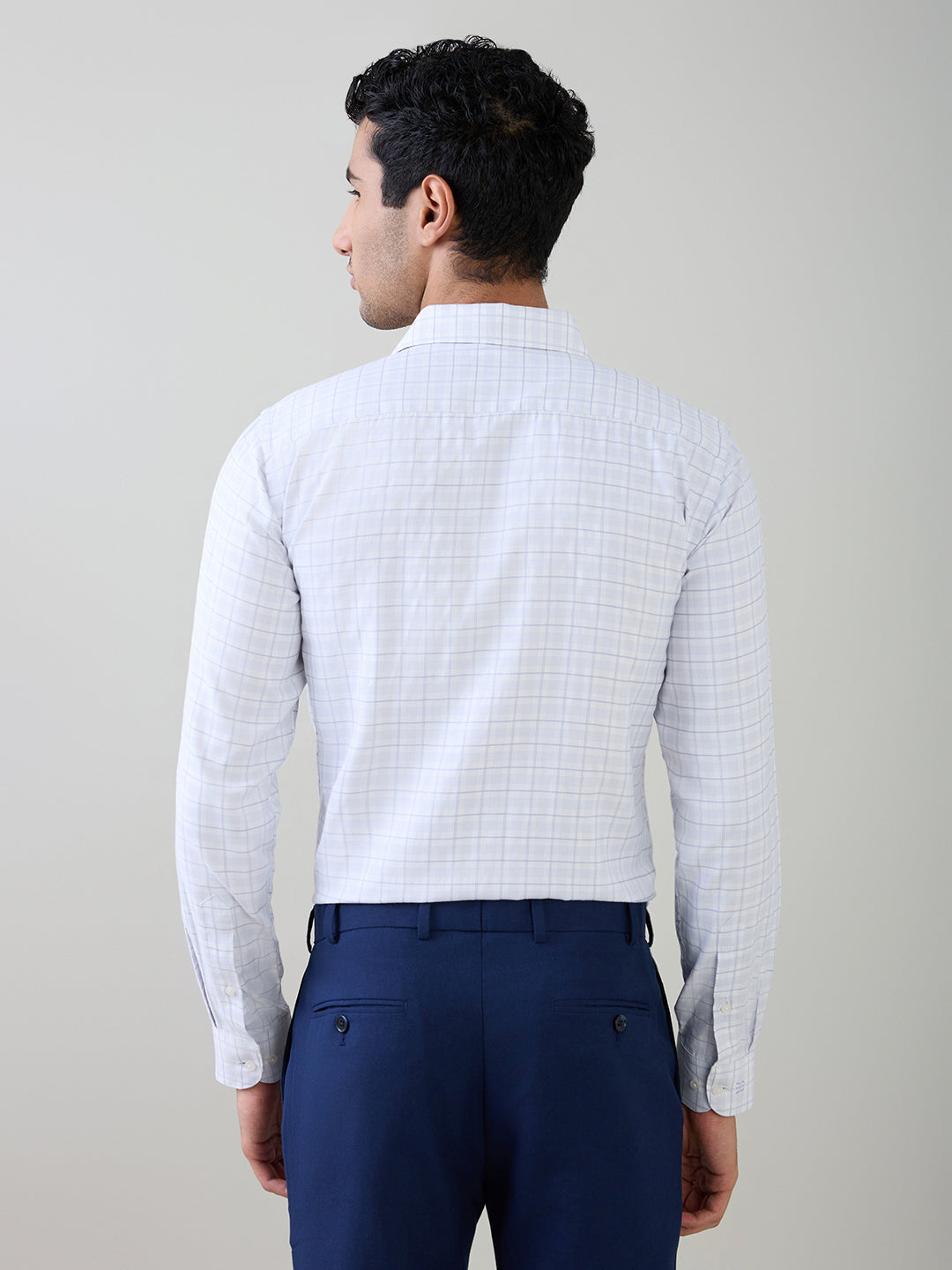 Raymond Men Purple Checks Slim Fit Bamboo Blend Full Sleeve Formal Shirt