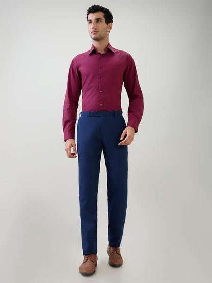 Raymond Men Maroon Fil-A-Fil Slim Fit Cotton Full Sleeve Formal Shirt