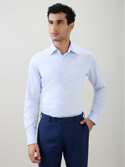 Raymond Men Blue Structure Slim Fit Cotton Full Sleeve Formal Shirt