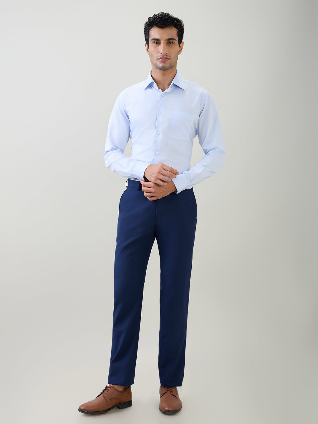 Raymond Men Blue Structure Slim Fit Cotton Full Sleeve Formal Shirt