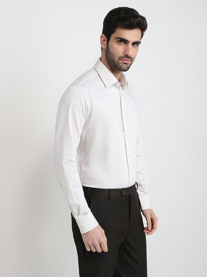 Raymond Men Brown Structure Slim Fit Cotton Full Sleeve Formal Shirt