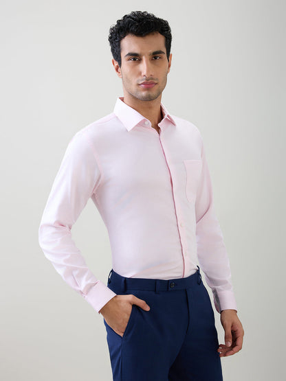 Raymond Men Red Structure Slim Fit Cotton Full Sleeve Formal Shirt