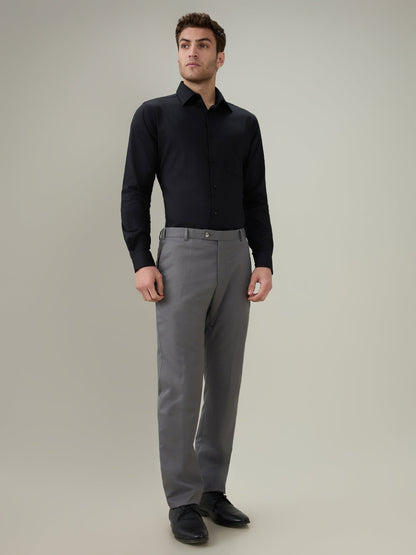 Raymond Men Black Solid Chambray Slim Fit Cotton Full Sleeve Formal Shirt