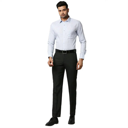 Men Blue Slim Fit Checks Cotton Cut Collar Shirts