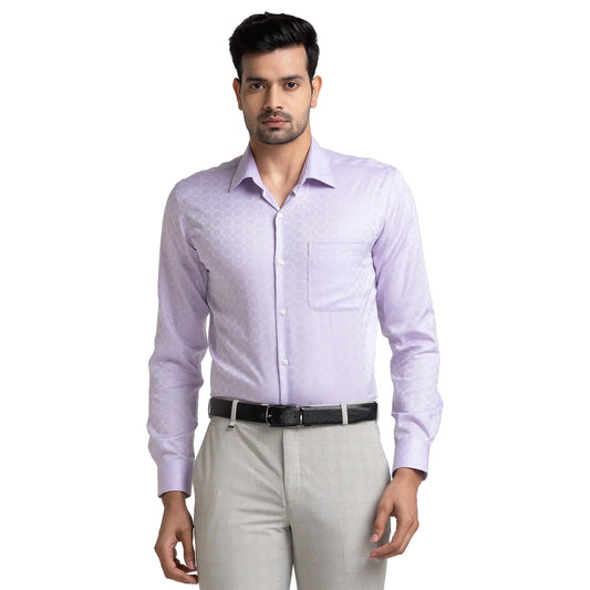 Men Violet Contemporary Fit Structure Cotton Cut Collar Shirts