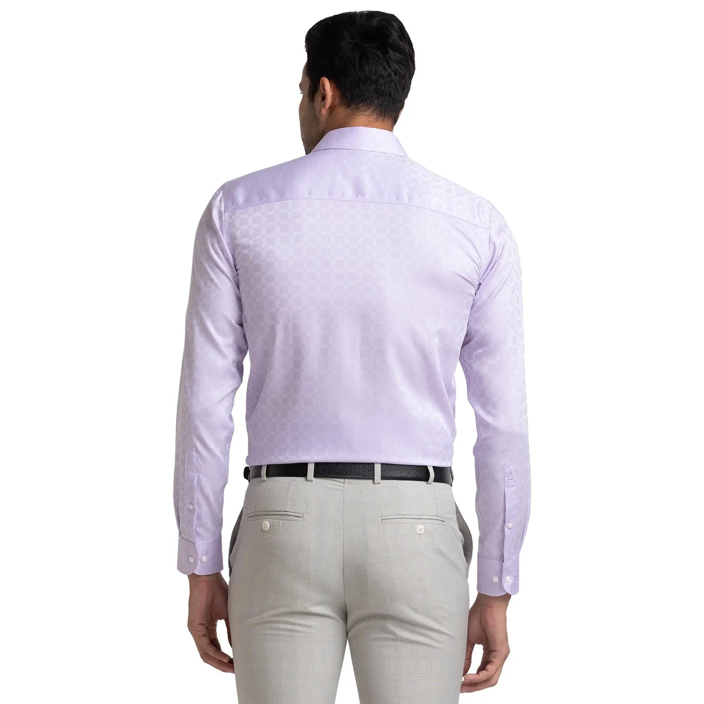 Men Violet Contemporary Fit Structure Cotton Cut Collar Shirts