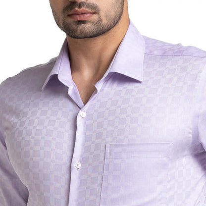 Men Violet Contemporary Fit Structure Cotton Cut Collar Shirts