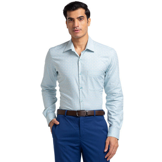 Raymond Blue Checks Contemporary Fit Full Sleeve Cotton Shirt