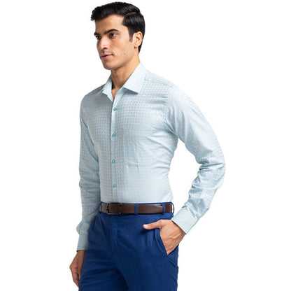 Raymond Blue Checks Contemporary Fit Full Sleeve Cotton Shirt