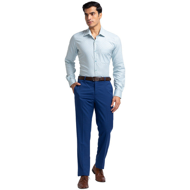 Raymond Blue Checks Contemporary Fit Full Sleeve Cotton Shirt