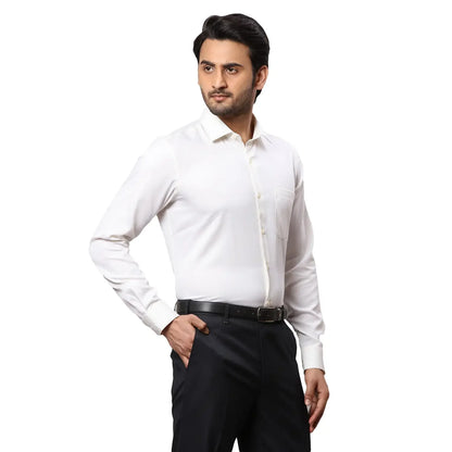 Men Yellow Contemporary Fit Solid Cotton Cut Collar Shirts