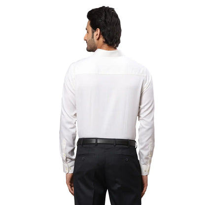 Men Yellow Contemporary Fit Solid Cotton Cut Collar Shirts