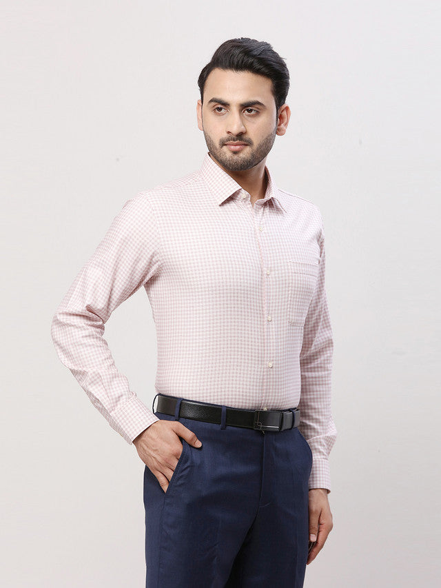 Raymond Pink Checks Contemporary Fit Full Sleeve Cotton Shirt