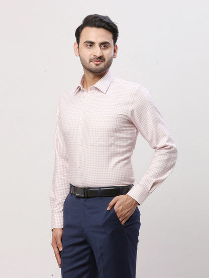 Raymond Pink Checks Contemporary Fit Full Sleeve Cotton Shirt