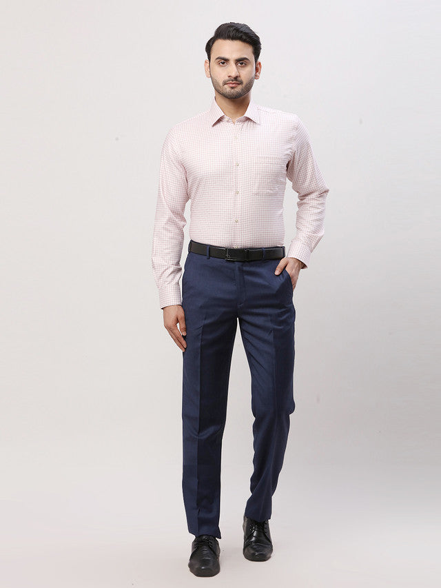 Raymond Pink Checks Contemporary Fit Full Sleeve Cotton Shirt