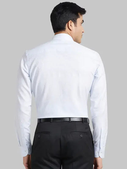 Men Blue Contemporary Fit Jacquard Cotton Shirts