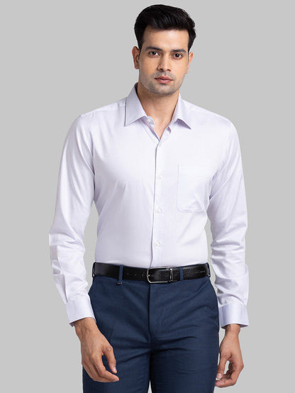 Raymond Purple Solid Contemporary Fit Full Sleeve Cotton Blend Shirt