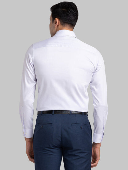 Raymond Purple Solid Contemporary Fit Full Sleeve Cotton Blend Shirt