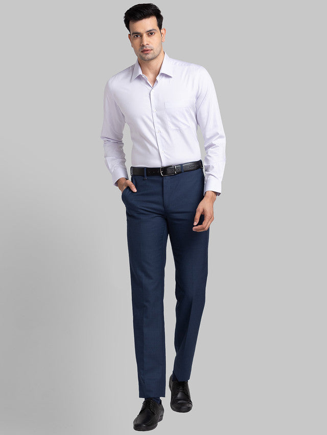 Raymond Purple Solid Contemporary Fit Full Sleeve Cotton Blend Shirt