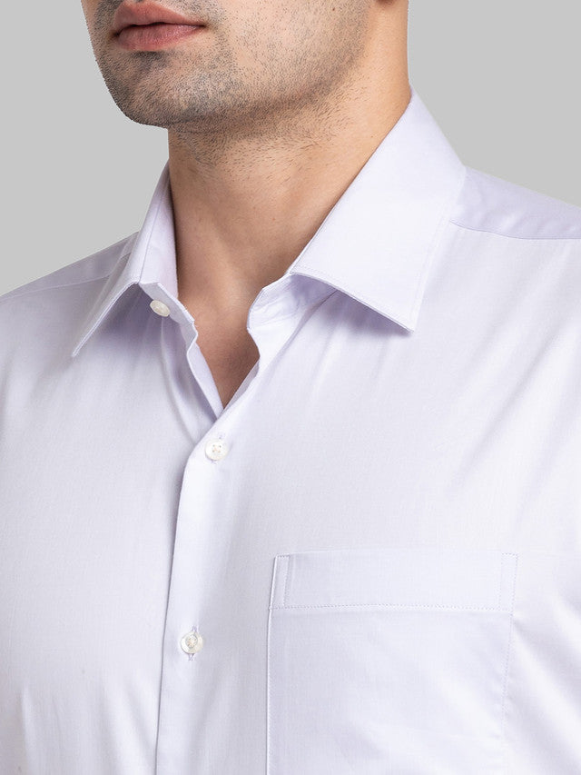 Raymond Purple Solid Contemporary Fit Full Sleeve Cotton Blend Shirt