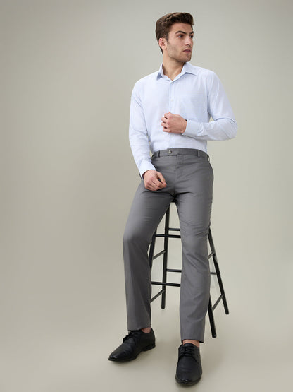 Raymond Men Blue Checks Contemporary Fit Cotton Full Sleeve Formal Shirt