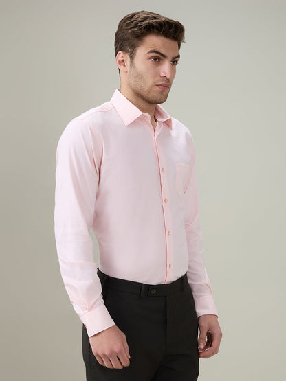 Raymond Men Orange Chambray Contemporary Fit Cotton Full Sleeve Formal Shirt