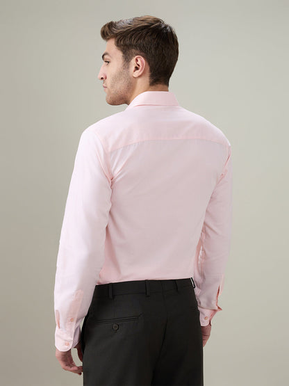 Raymond Men Orange Chambray Contemporary Fit Cotton Full Sleeve Formal Shirt