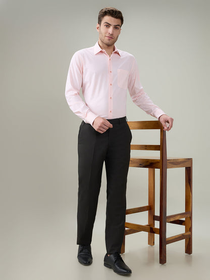 Raymond Men Orange Chambray Contemporary Fit Cotton Full Sleeve Formal Shirt