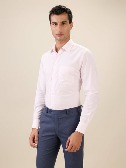 Raymond Men Red Stripe Regular Fit Cotton Full Sleeve Formal Shirt