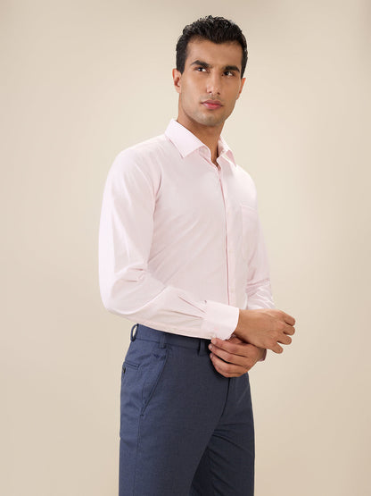 Raymond Men Red Stripe Regular Fit Cotton Full Sleeve Formal Shirt