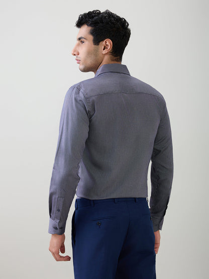 Raymond Men Blue Stripe Regular Fit Cotton Full Sleeve Formal Shirt