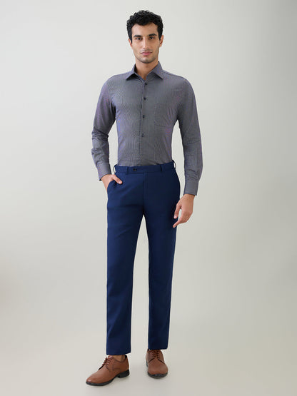 Raymond Men Blue Stripe Regular Fit Cotton Full Sleeve Formal Shirt