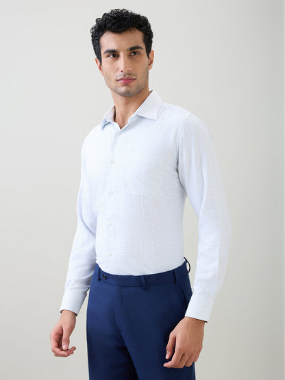 Raymond Men Blue Structure Contemporary Fit Bamboo Blend Full Sleeve Formal Shirt