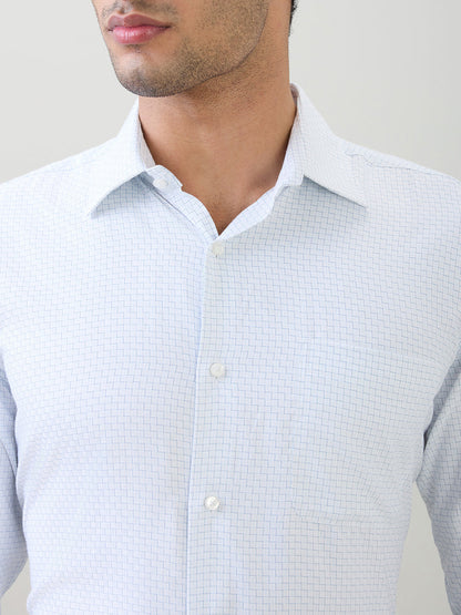 Raymond Men Blue Structure Contemporary Fit Bamboo Blend Full Sleeve Formal Shirt