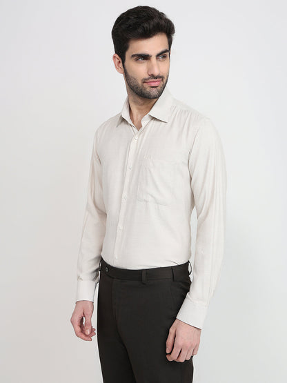 Raymond Men Yellow Structure Contemporary Fit Bamboo Blend Full Sleeve Formal Shirt