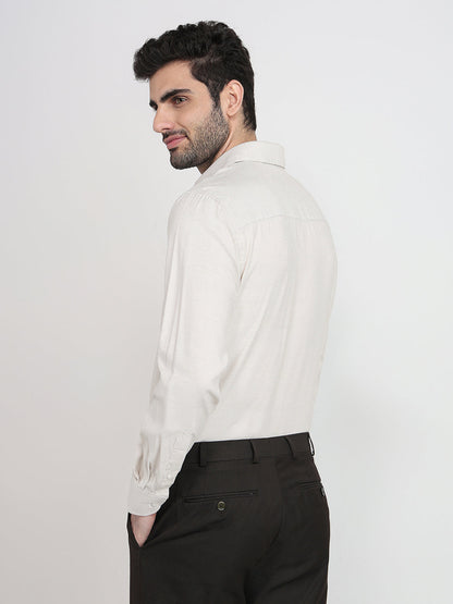 Raymond Men Yellow Structure Contemporary Fit Bamboo Blend Full Sleeve Formal Shirt