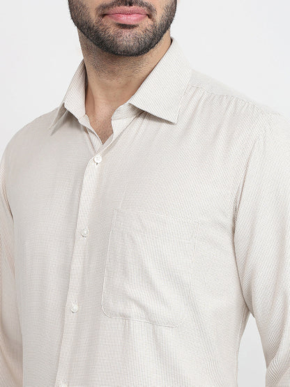 Raymond Men Yellow Structure Contemporary Fit Bamboo Blend Full Sleeve Formal Shirt