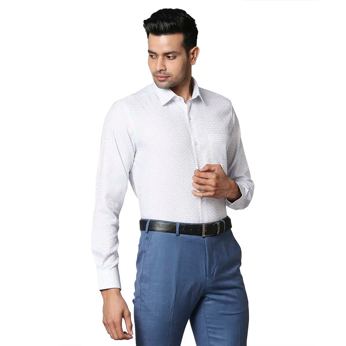 Men Blue Contemporary Fit Checks Cotton Shirts