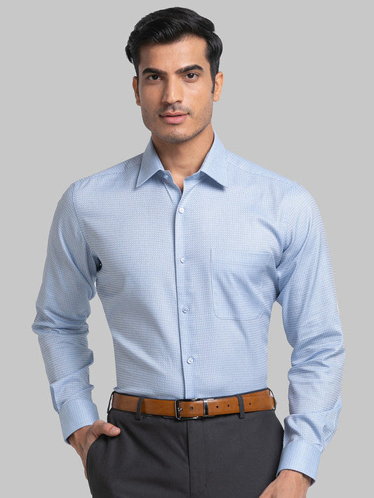 Raymond Blue Structure Slim Fit Full Sleeve Cotton Shirt