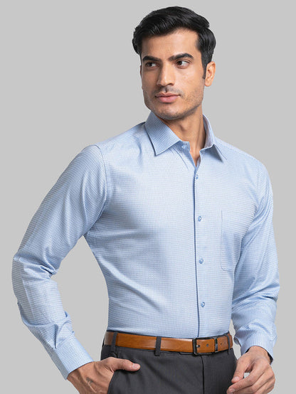 Raymond Blue Structure Slim Fit Full Sleeve Cotton Shirt