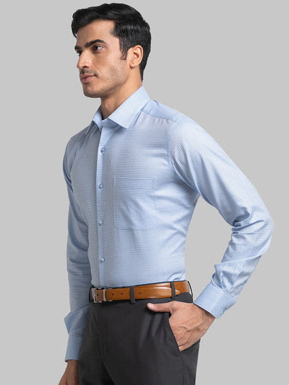 Raymond Blue Structure Slim Fit Full Sleeve Cotton Shirt